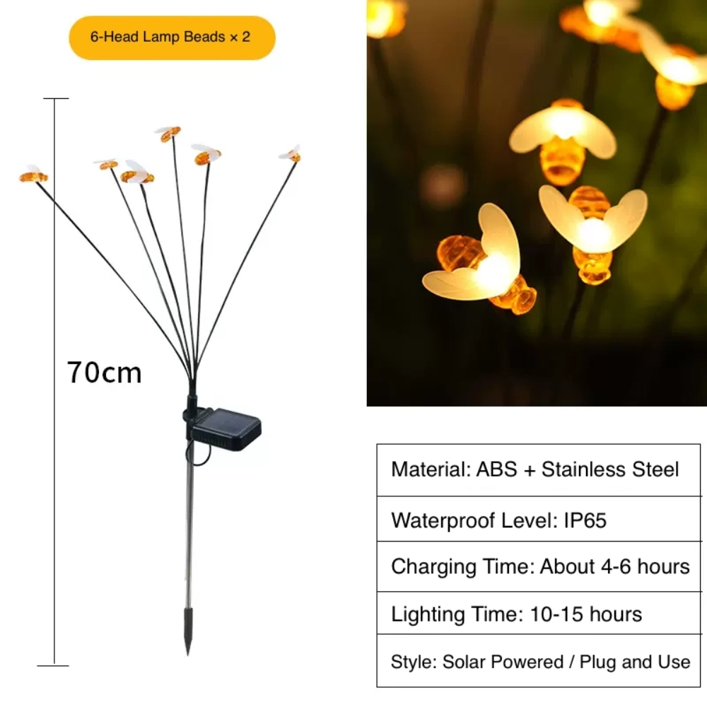solar powered bee style garden light