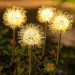 solar dandelion aluminum wire stake light, waterproof globe lawn decor