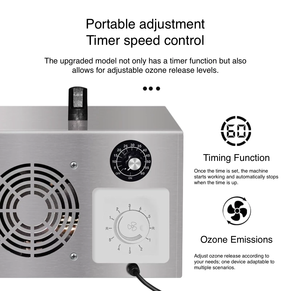 adjustable ozone generator air purifier | for disinfection, formaldehyde odor ammonia removal | deodorizer machine